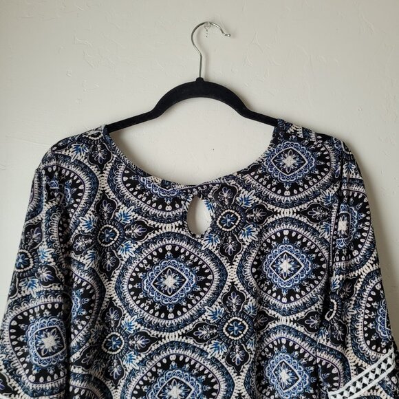 Roommates Plus Size Boho Bell Sleeves Embroidered Blouse - Picture 5 of 8